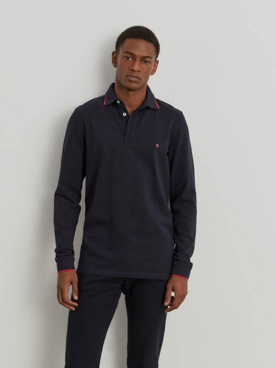 Long sleeve piqu polo shirt