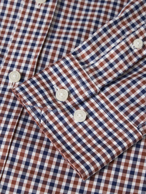 Camisa slim fit de algodo com padro de xadrez