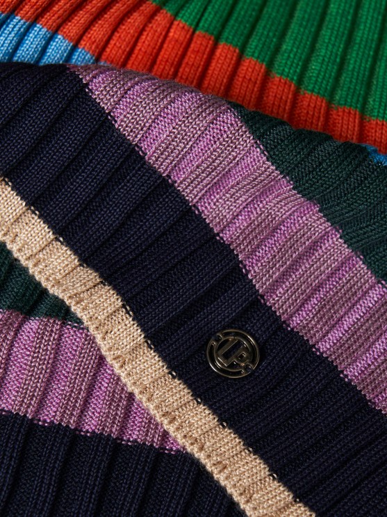 Multicolored striped turtleneck sweater