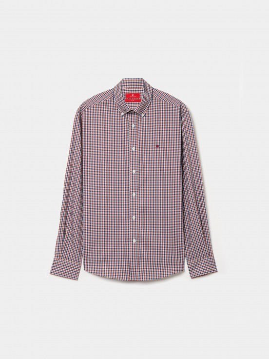 Slim fit cotton shirt with check pattern