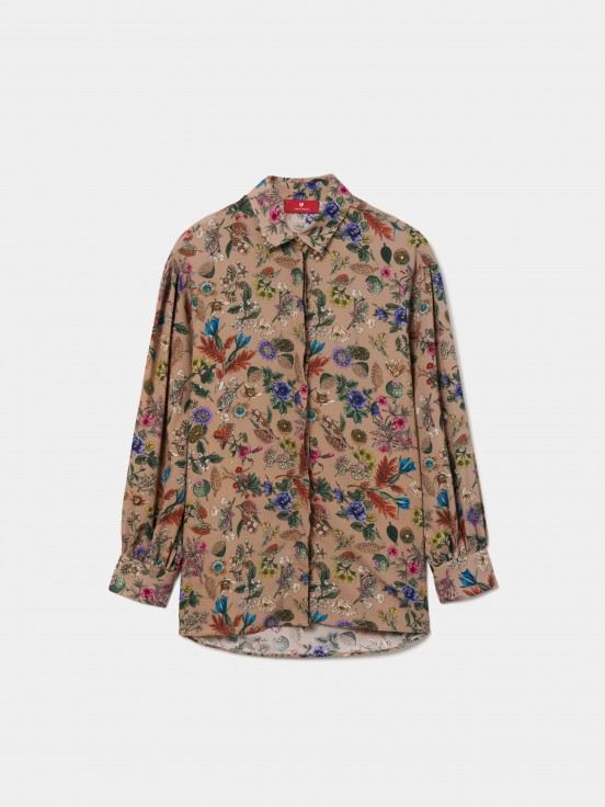 Camisa asimtrica con estampado floral