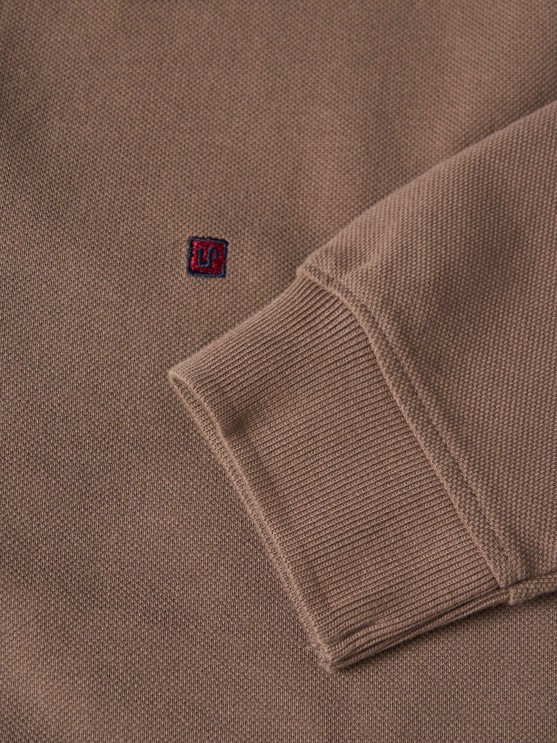 Long sleeve piqu polo shirt