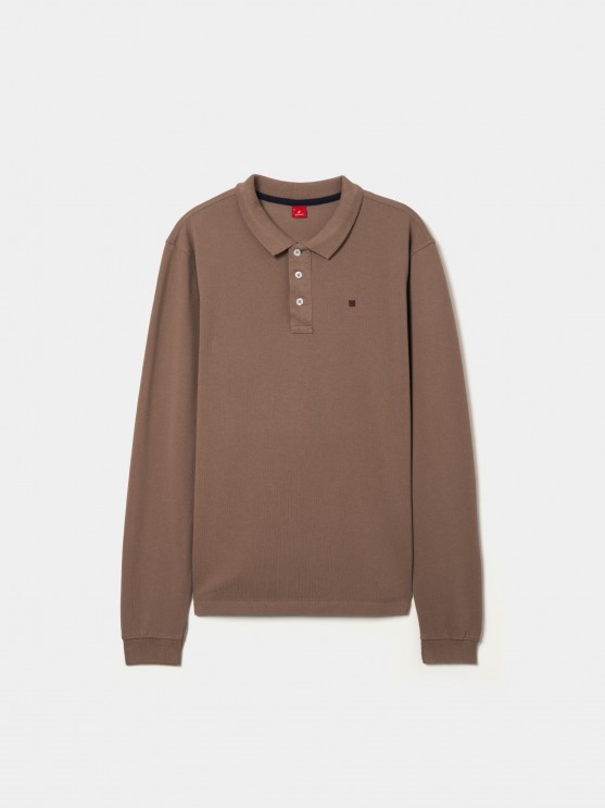 Long sleeve piqu polo shirt