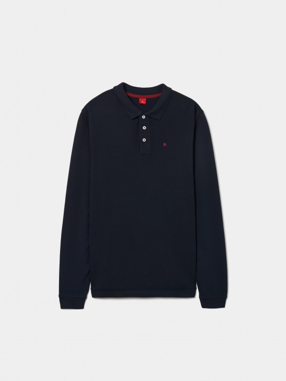 Long sleeve piqu polo shirt