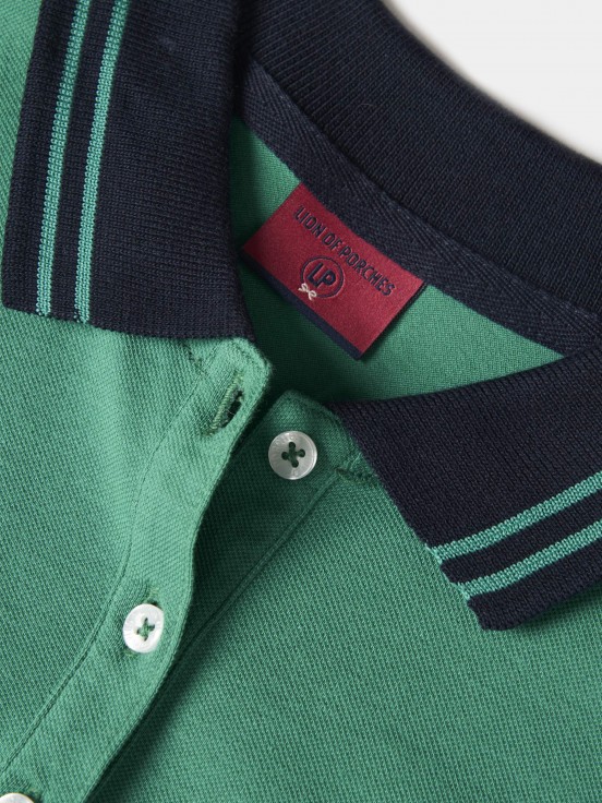 Two-tone pique polo shirt