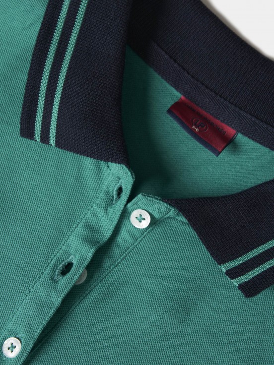 Two-tone pique polo shirt