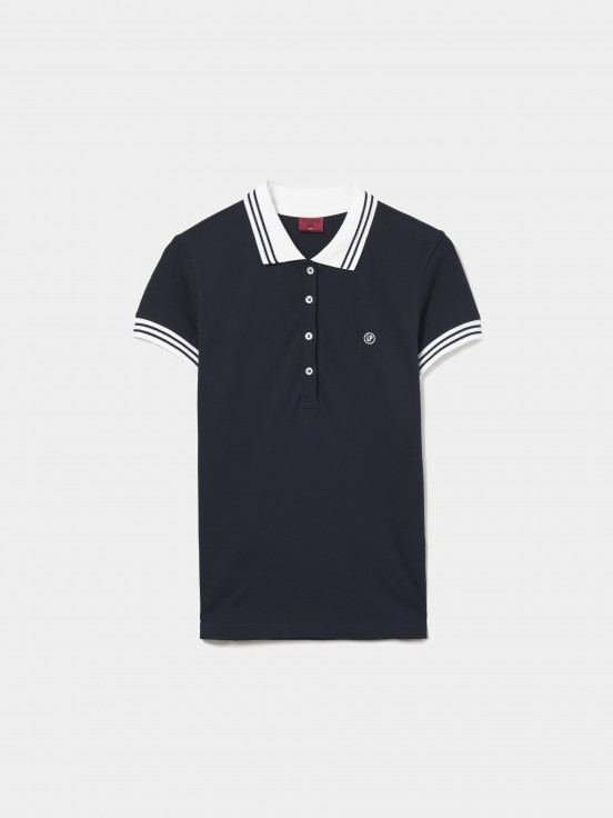 Two-tone pique polo shirt