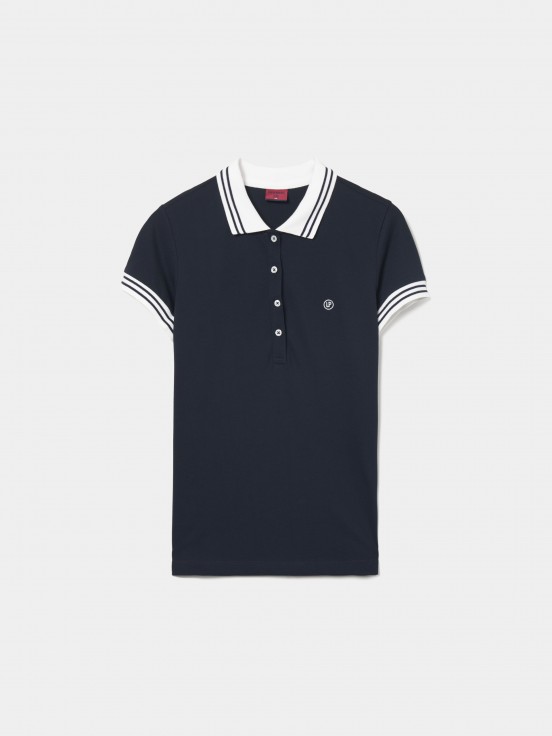 Two-tone pique polo shirt