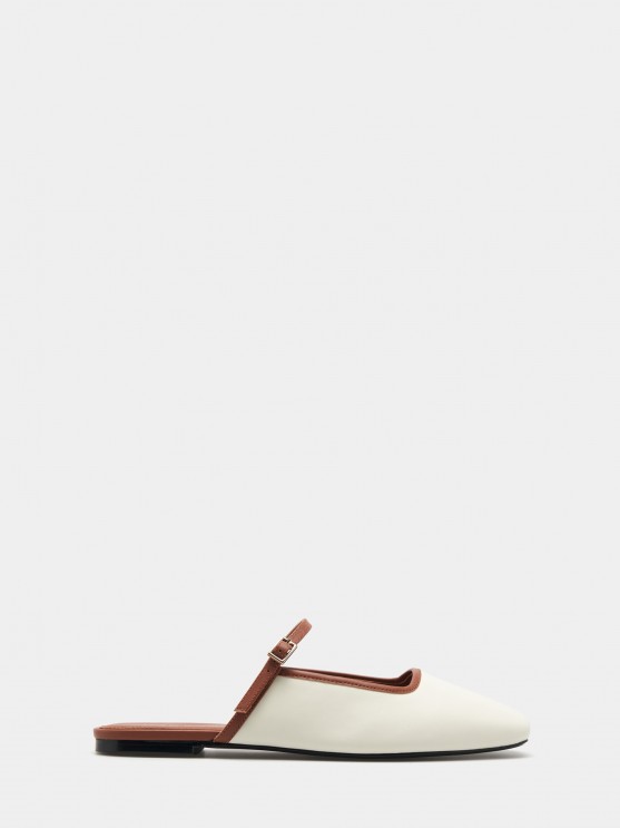 Flat leather mules