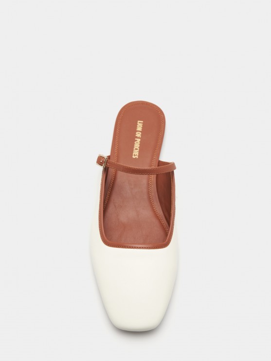 Flat leather mules