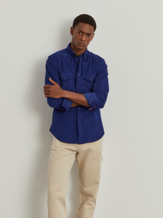 Camisa slim fit de bombazine
