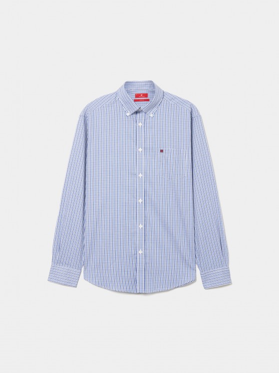 Camisa para homem regular fit de algodo com riscas