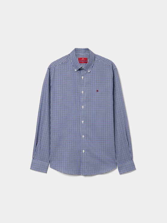 Camisa para hombre de algodn slim fit con estampado de cuadros
