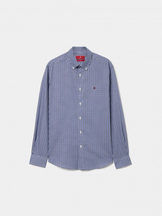 Camisa para hombre de algodn slim fit con estampado de cuadros