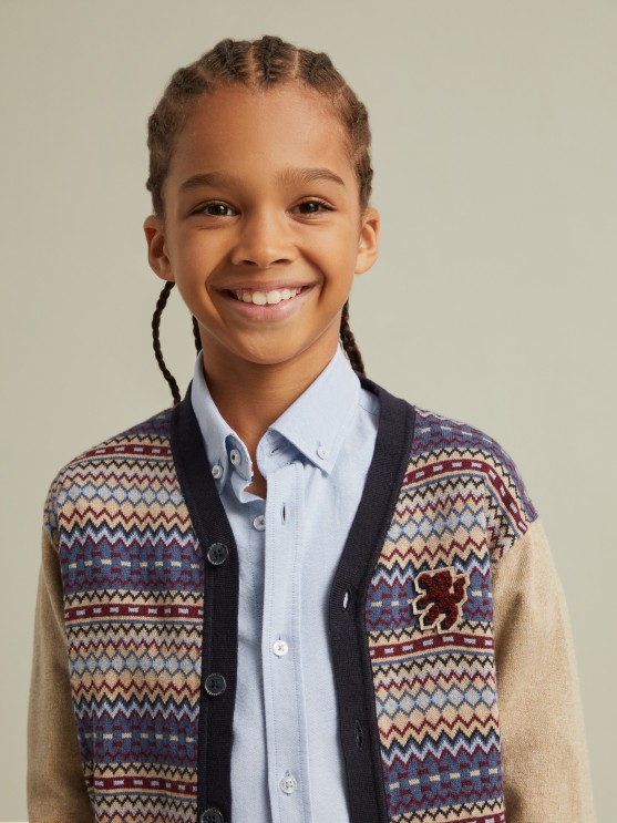 Printed knitted coat