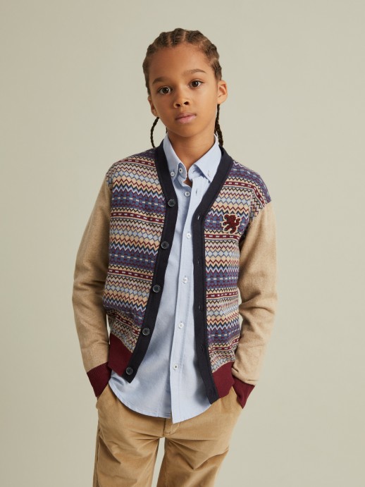 Printed knitted coat