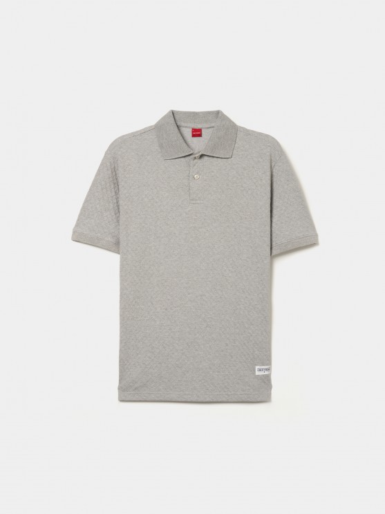 Structured mesh polo shirt