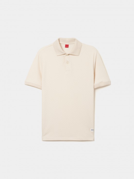Structured mesh polo shirt