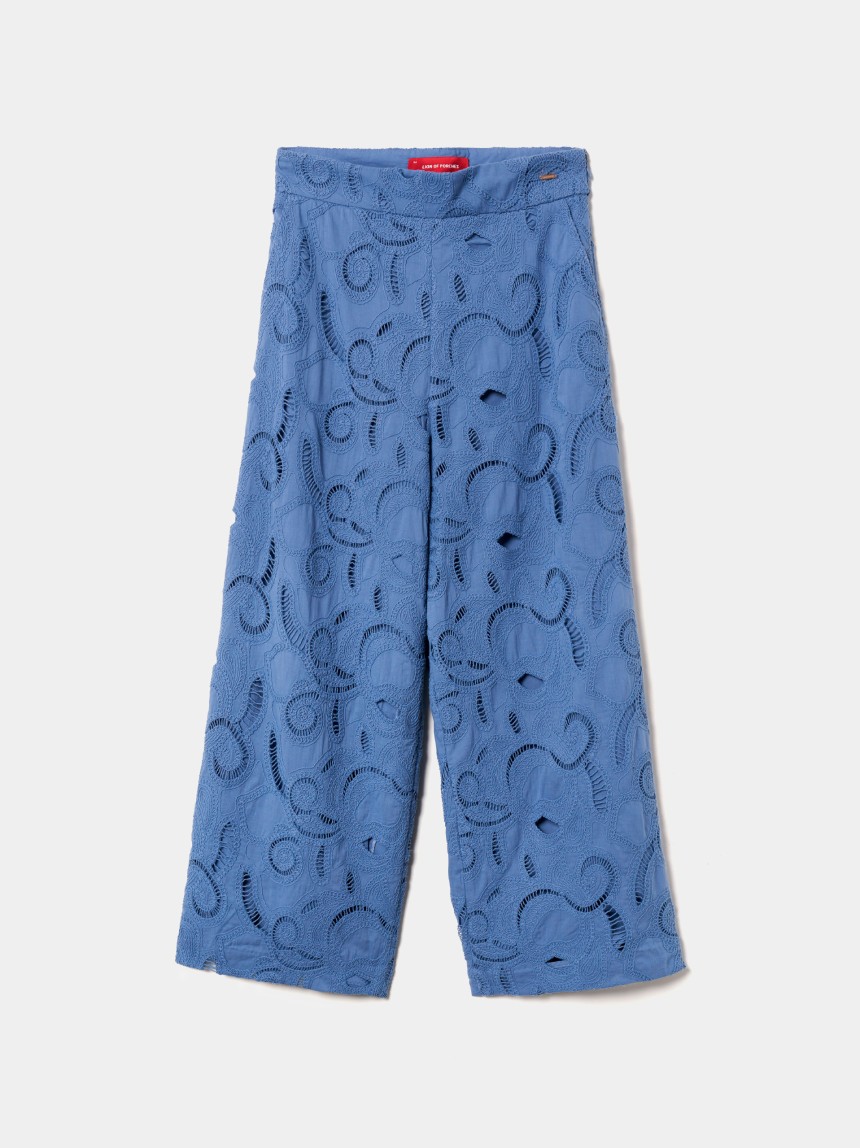 Straight trousers in English embroidery