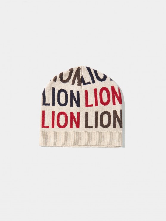 Gorro de algodo e caxemira com lettering