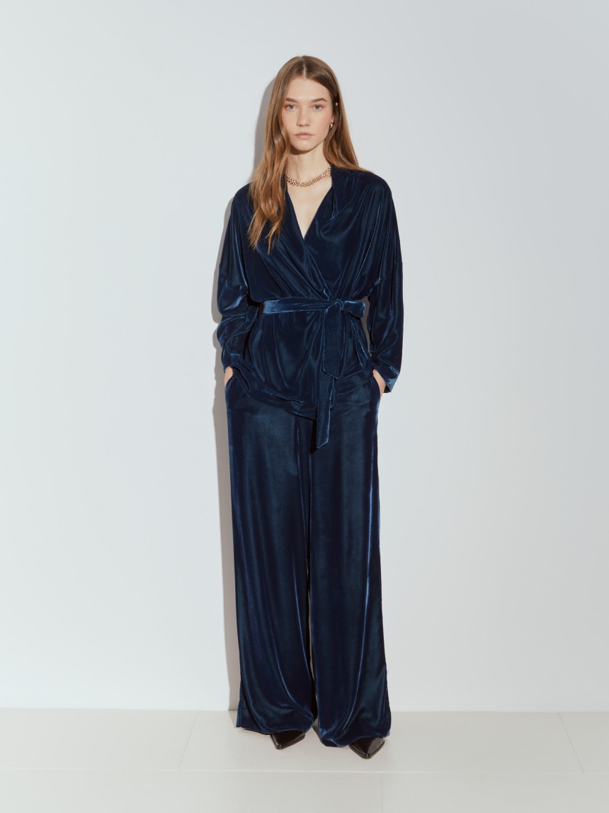 Velvet palazzo pants