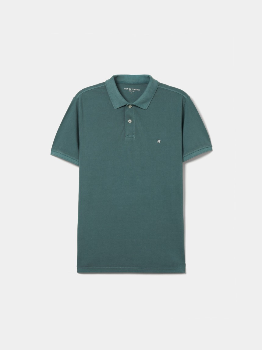 Slim fit garment dye polo shirt