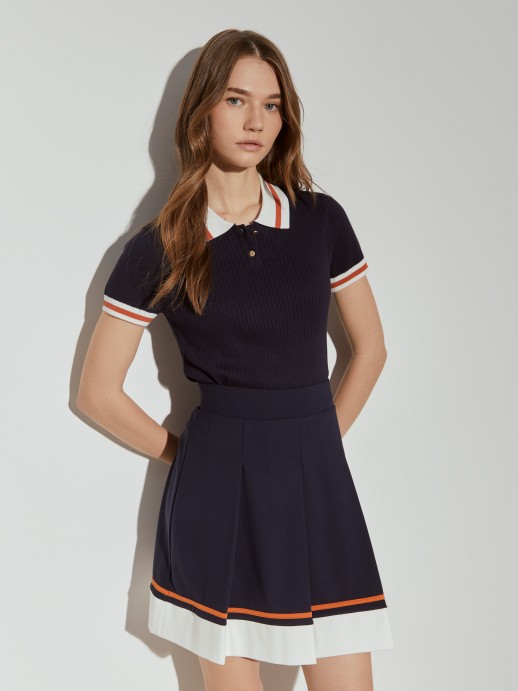 Ribbed knit polo