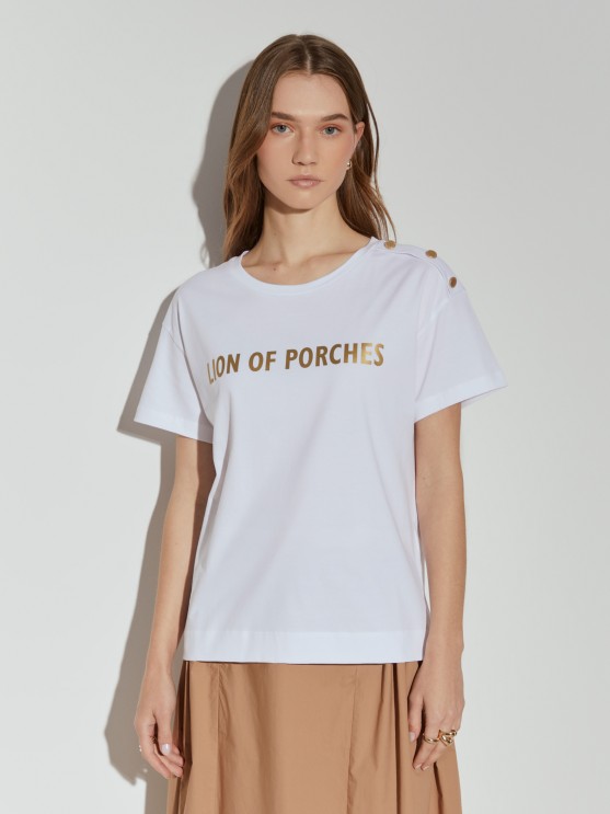 Lion of Porches cotton t-shirt