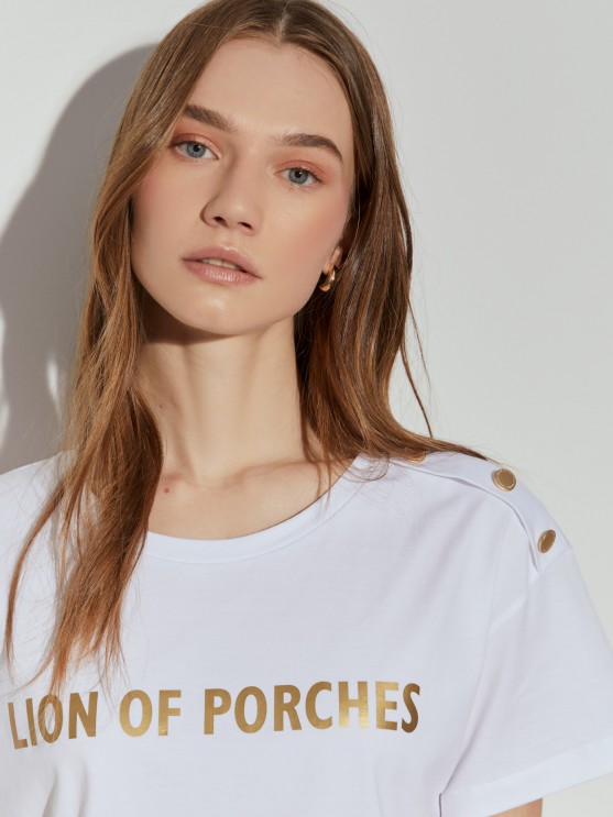 Lion of Porches cotton t-shirt