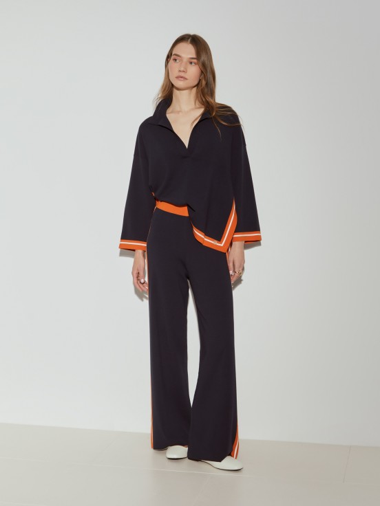 Wide leg knit pants