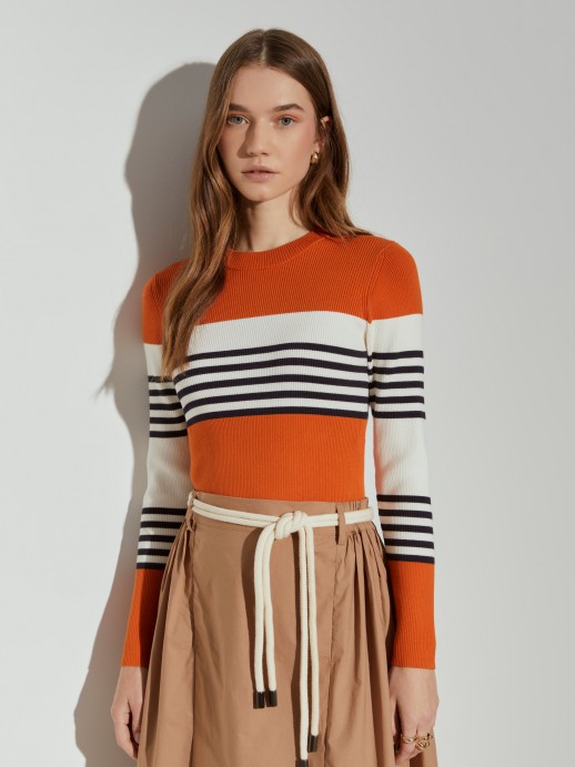 Ribbed striped sweater