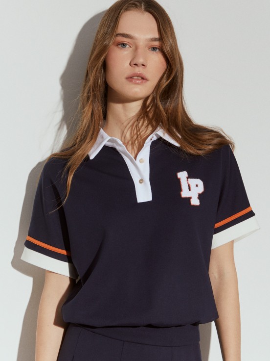 Polo de malha tricolor