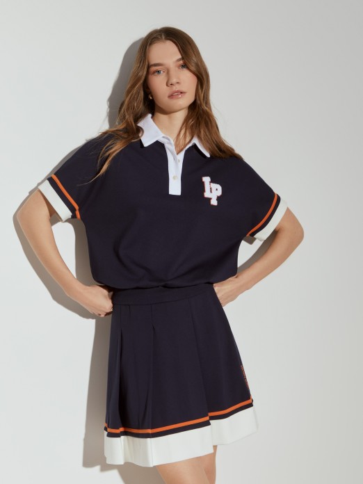 Polo de malha tricolor