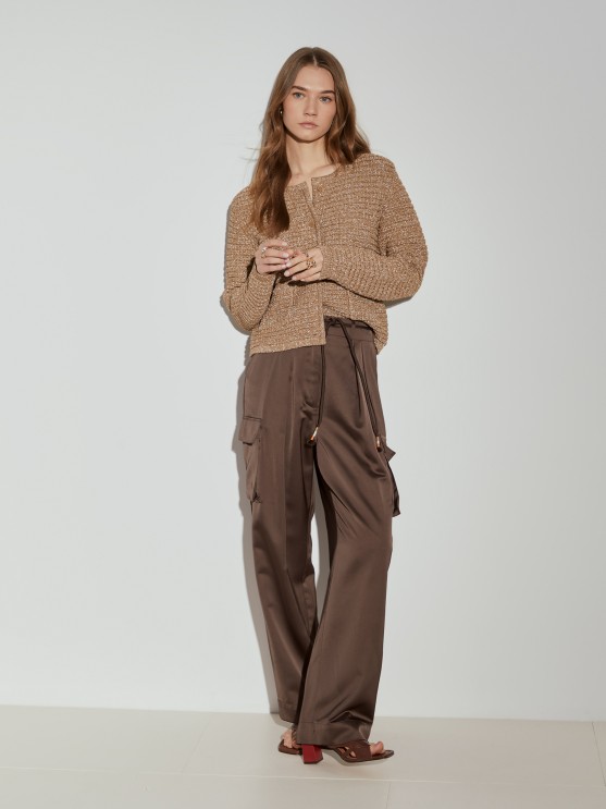 Knitted coat with lurex