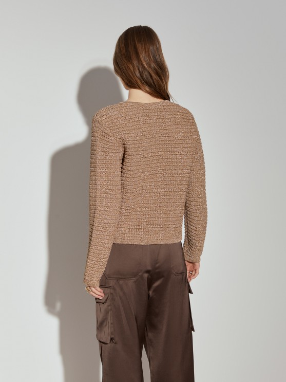 Knitted coat with lurex