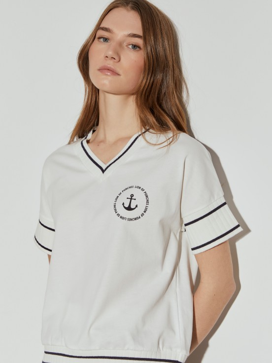 Camiseta bicolor manga corta