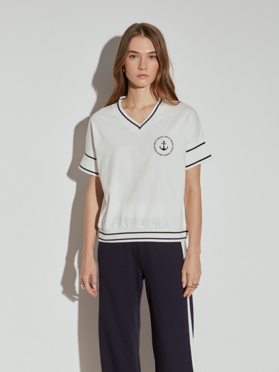 Camiseta bicolor manga corta