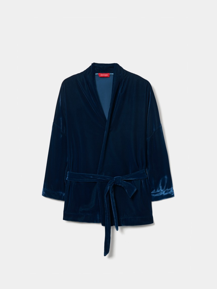 Velvet coat with belt