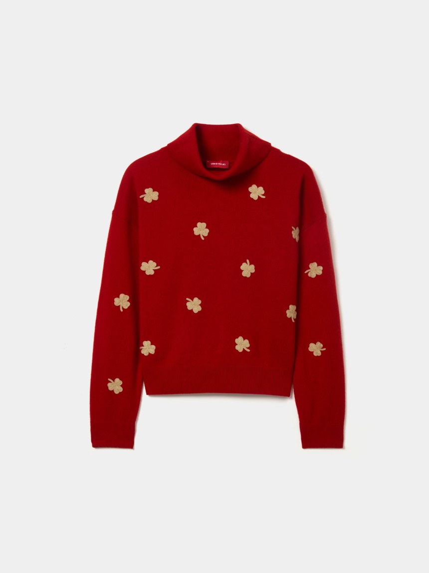 High-neck wool jumper