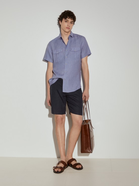 Camisa lino manga corta