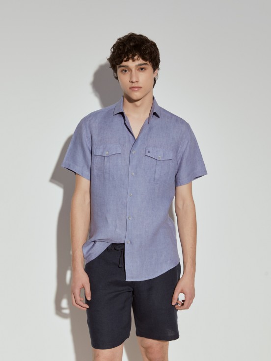 Camisa lino manga corta