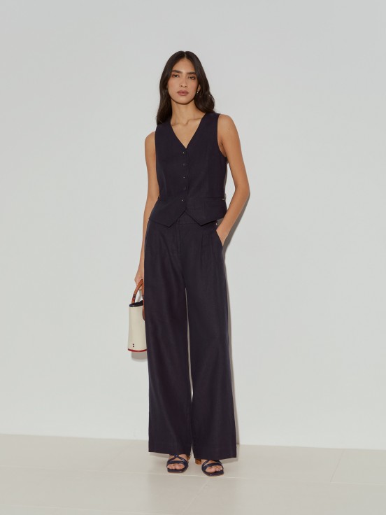 Pantaln ancho de lino