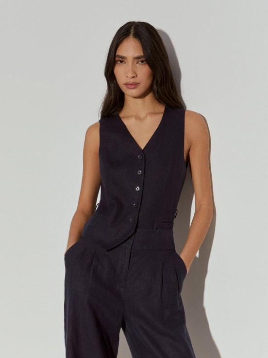 Pantaln ancho de lino