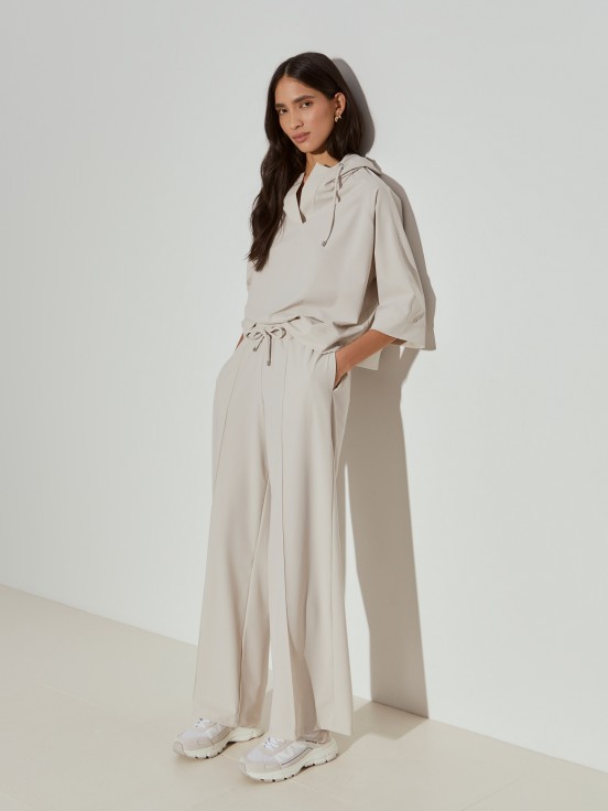 Calas wide leg em malha