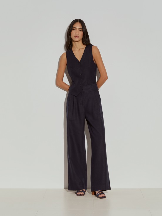 Pantaln ancho de lino
