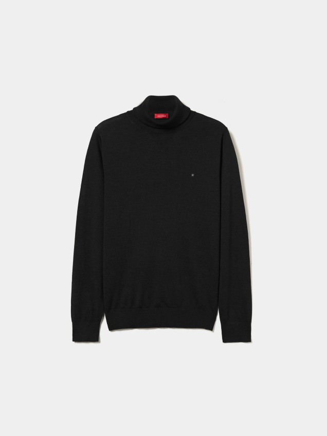 High-neck sweater in wool
