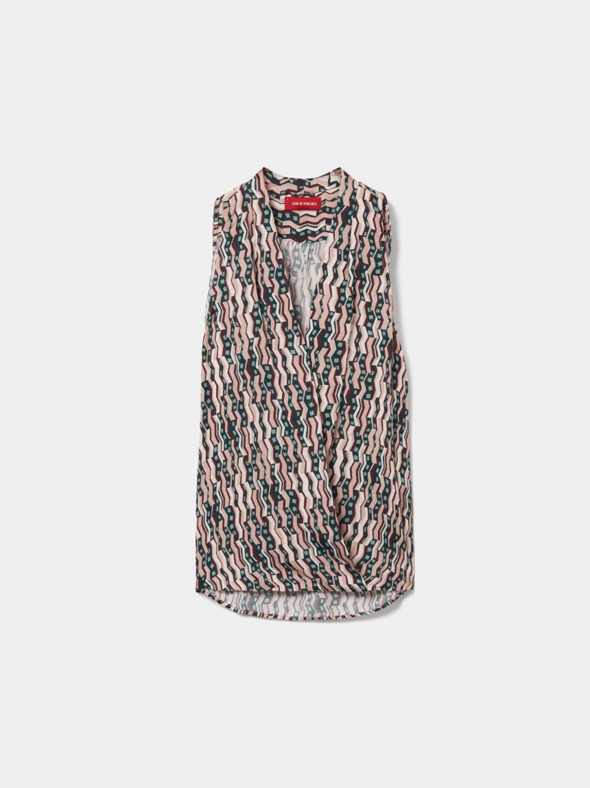 Blusa estampada sem mangas
