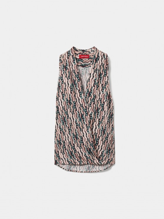 Blusa estampada sem mangas