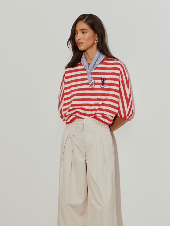 Pantaln ancho con pliegues