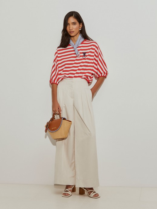 Pantaln ancho con pliegues